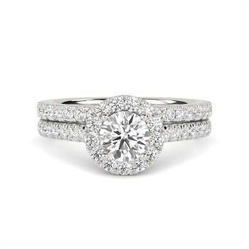 Runder Diamant-Schulterring mit passendem Band