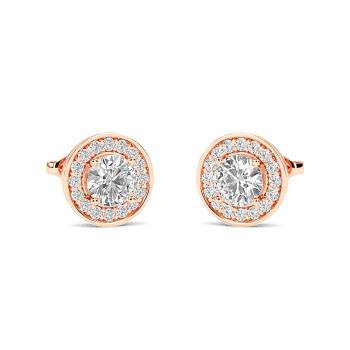 Ohrringe mit rundem Diamanten und einzelnem Halo