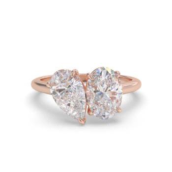 Birnen- und ovalförmiger Zweistein-Diamantring