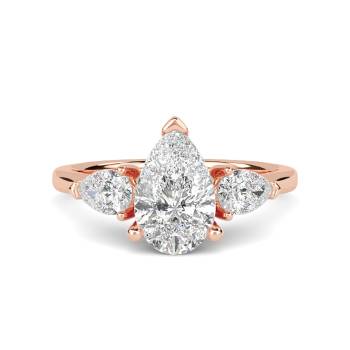 Eleganter Birnenförmiger Diamant-Trilogie-Ring