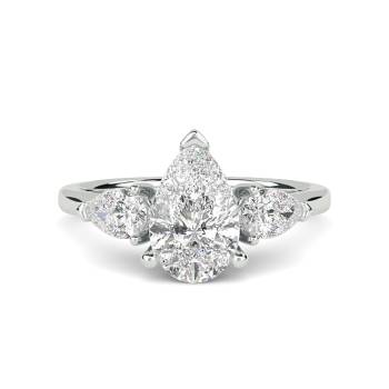 Eleganter Birnenförmiger Diamant-Trilogie-Ring