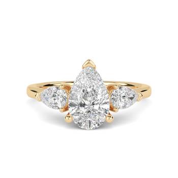 Eleganter Birnenförmiger Diamant-Trilogie-Ring