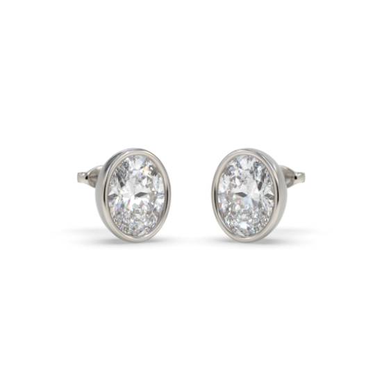 Ohrstecker mit ovalem Diamanten im Zargenfassung
