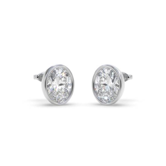 Ohrstecker mit ovalem Diamanten im Zargenfassung